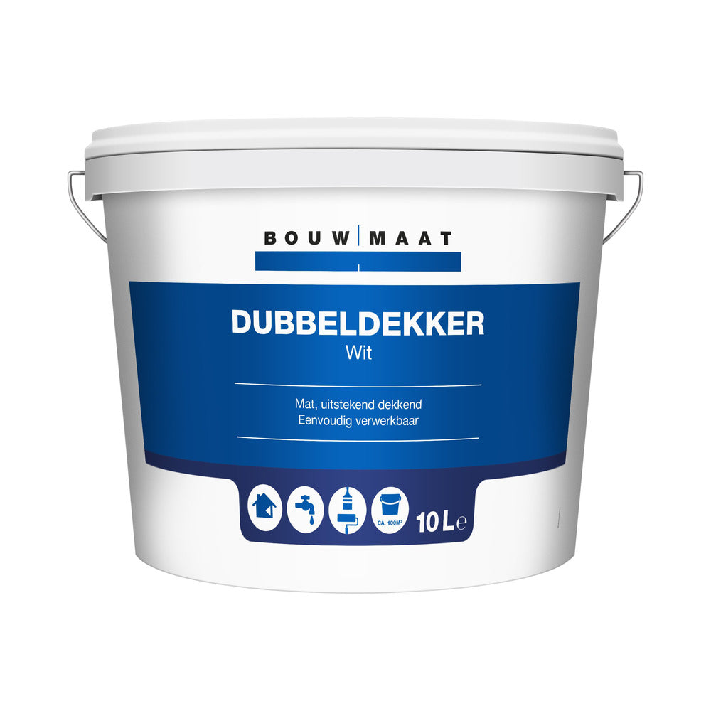 Bouwmaat Muurverf Dubbeldekker Wit 10L-718692