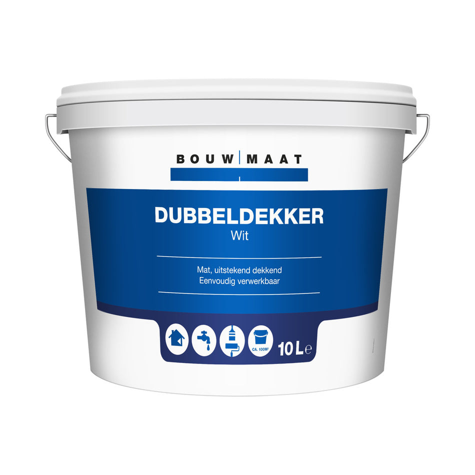 Bouwmaat Muurverf Dubbeldekker Wit 10L-718692