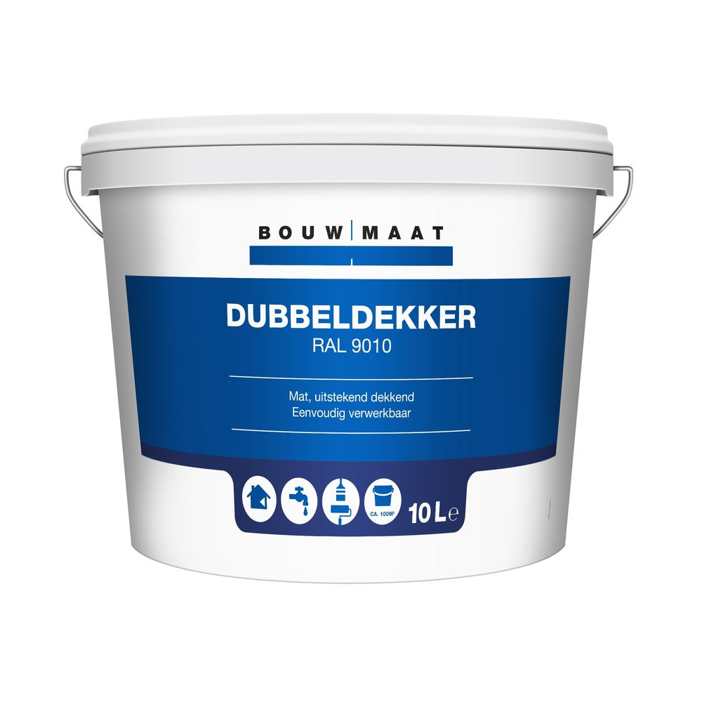 Bouwmaat Muurverf Dubbeldekker RAL9010 10L-718694