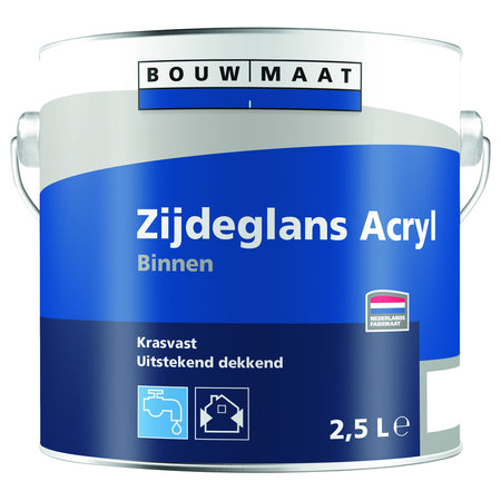 Bouwmaat Zijdeglans Lak Acryl Wit 2,5L-718705