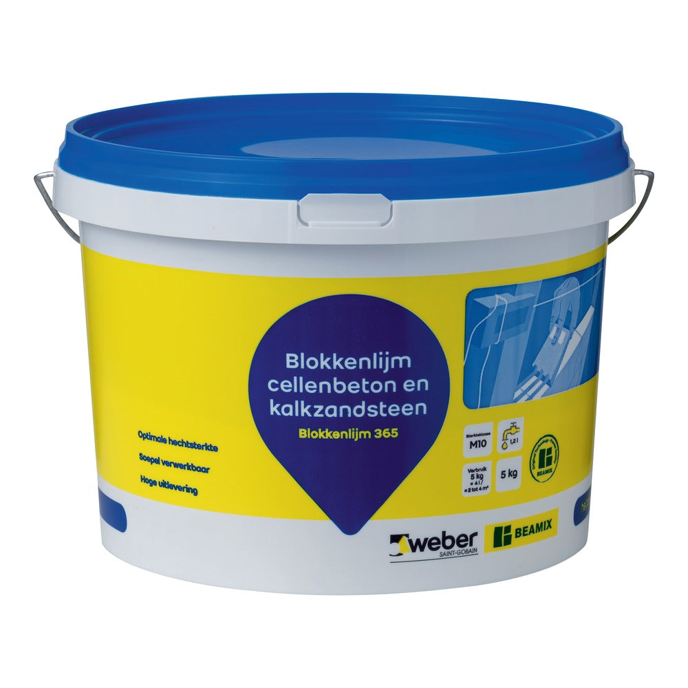 Weber Beamix Blokkenlijm 365 voor cellenbeton en kalkzandsteen 5 kg-725149