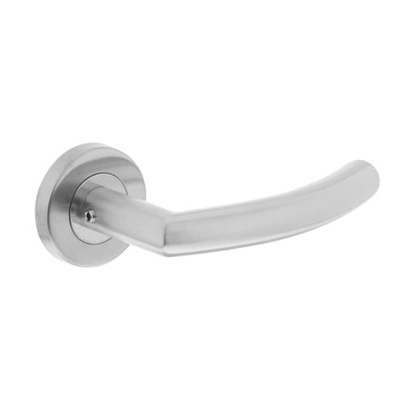 Intersteel Deurkruk Half Rond/hoek 90gr. Basic Op Rond Geveerde Rozet diam. 53x9mm RVS Geborsteld-727768