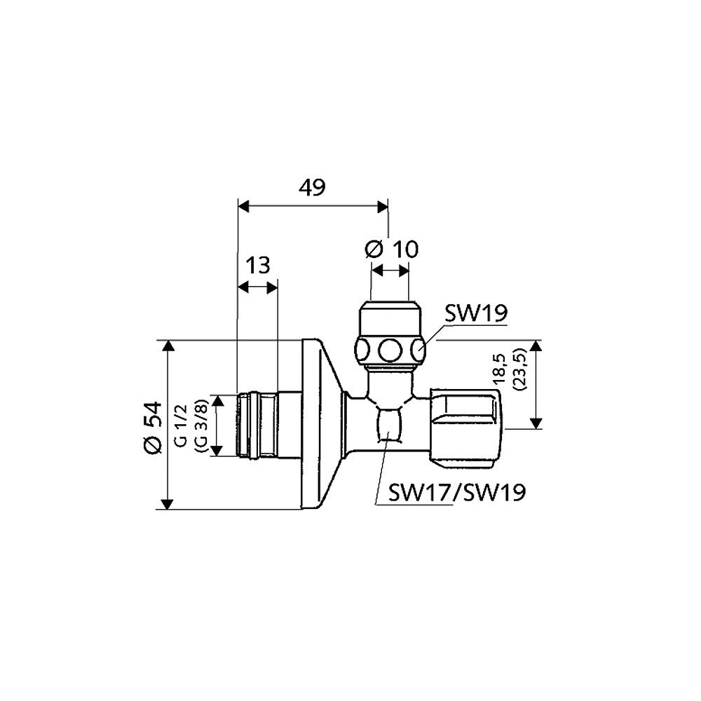 Schell Hoekregelkraan 1/2 x 3/8 met ASAG ring-729269