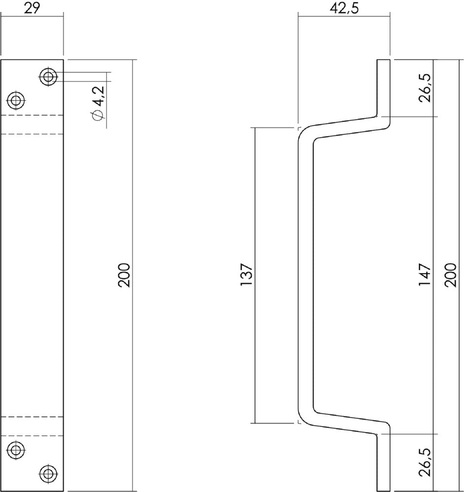 Intersteel handgreep 200x29 mm mat zwart-730534