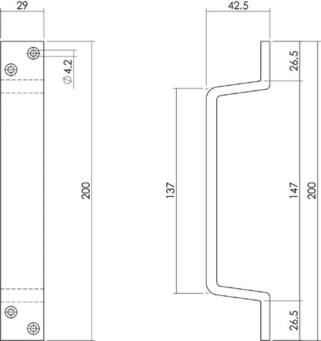 Intersteel handgreep 200x29 mm mat zwart-730534