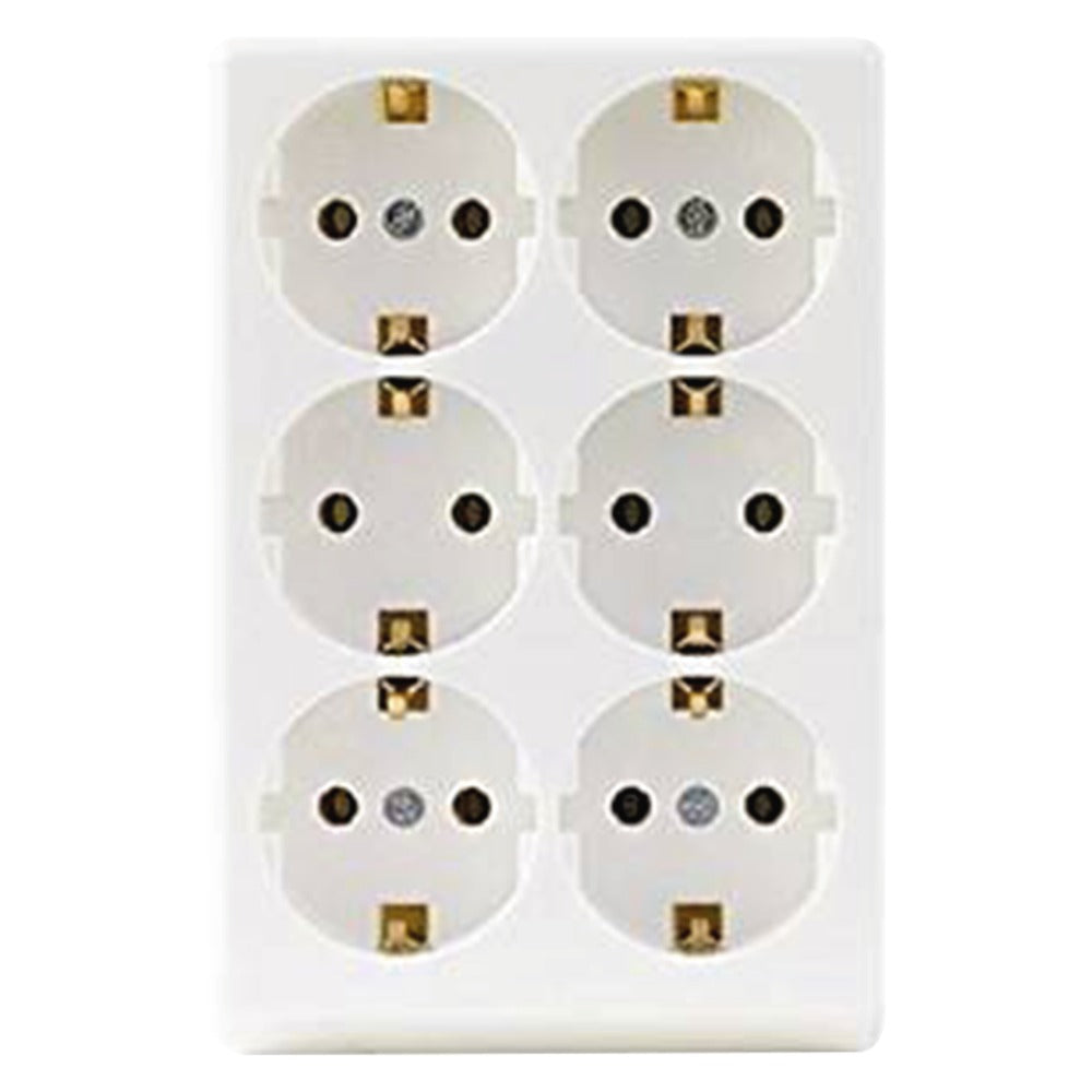 Contactdoos Opbouw 6-Voudig Polarwit Randaarde-741165