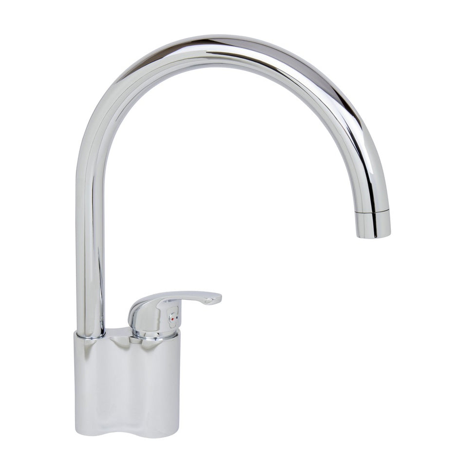 Bouwmaat keukenmengkraan hoog chroom C-uitloop-749522