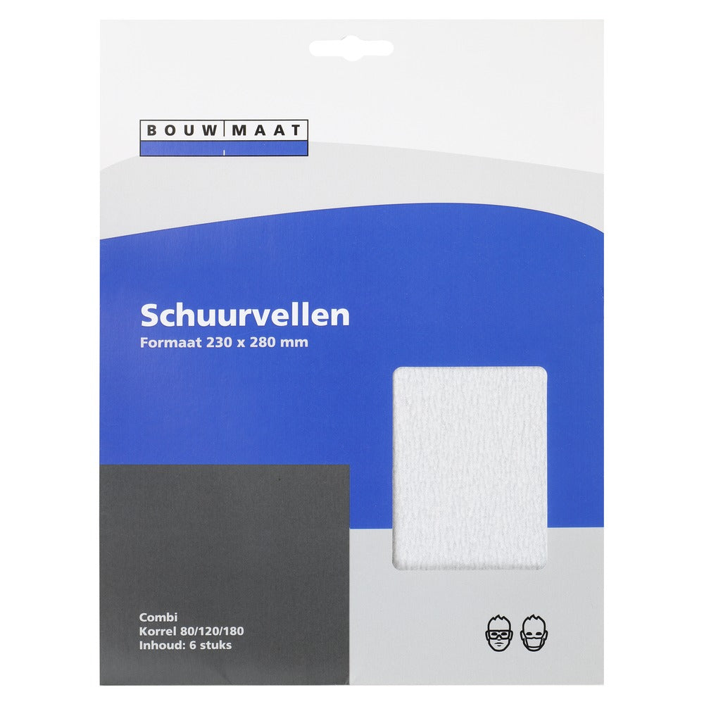 Bouwmaat Schuurvel P80/P120/P180 Set 230x280mm 6st-751598