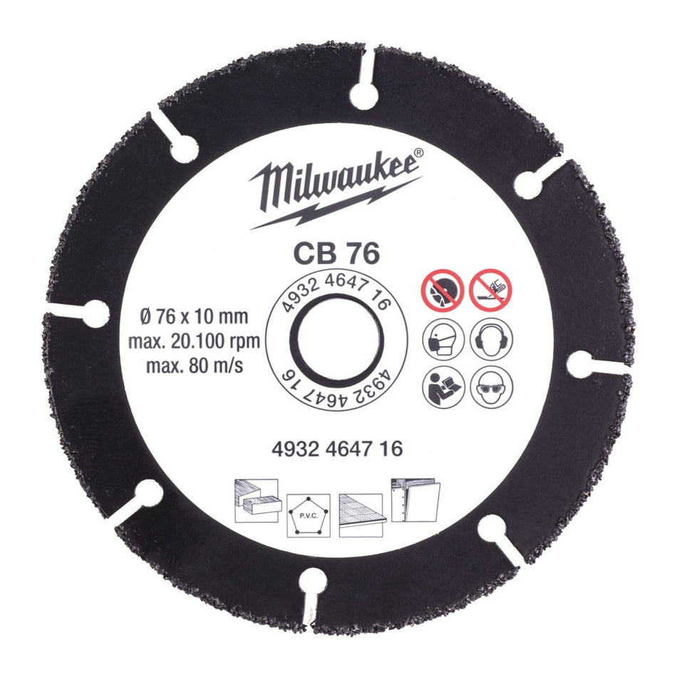 Milwaukee Hardmetalen Doorslijpschijf 76x10mm-752282
