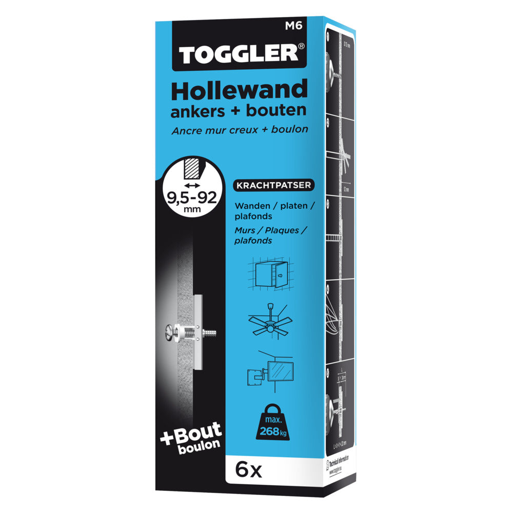 Toggler Hollewandanker Met Bout Plaatdikte 10-92mm M6 6st-754935