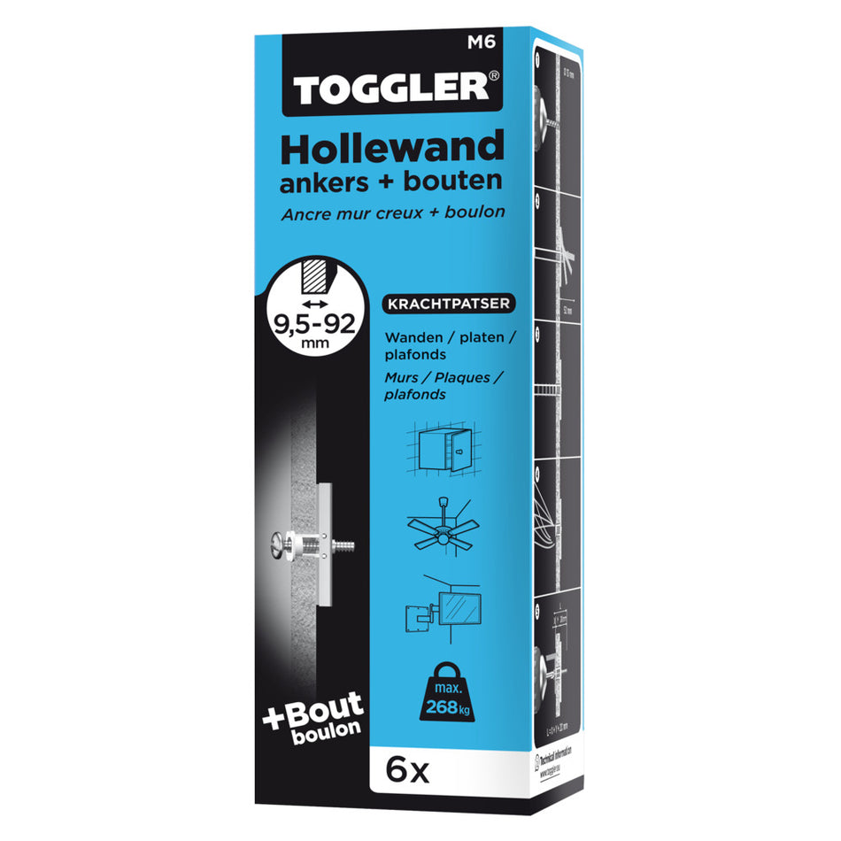 Toggler Hollewandanker Met Bout Plaatdikte 10-92mm M6 6st-754935