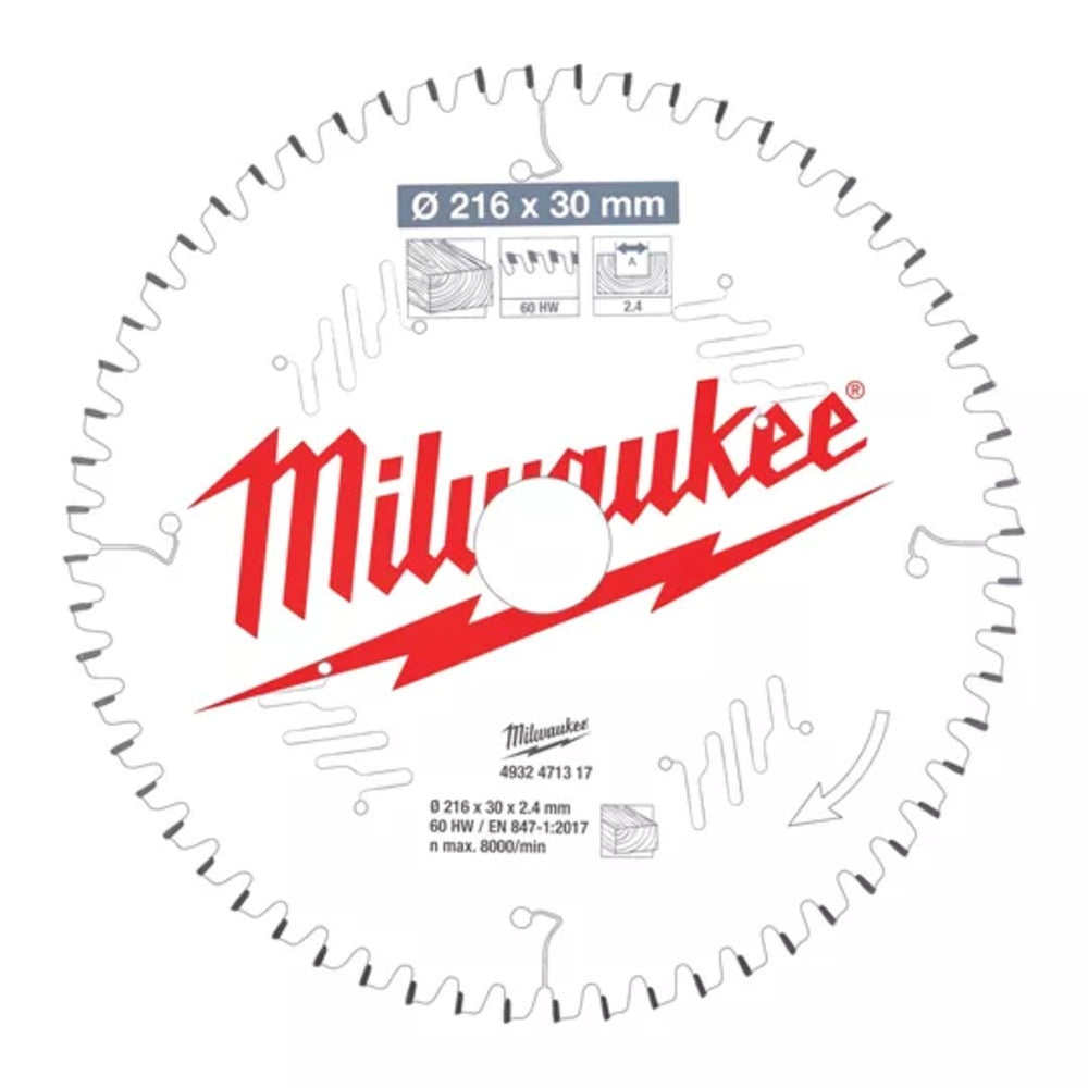 Milwaukee Cirkelzaagblad MS W 60ATB 216x30x2,4mm-755640