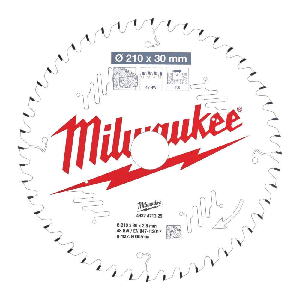 Milwaukee Cirkelzaagblad MS W 48ATB 210x30x2,8mm-755646
