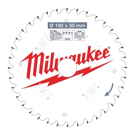 Milwaukee Cirkelzaagblad P W 36ATB 190x30x1,6mm-755915