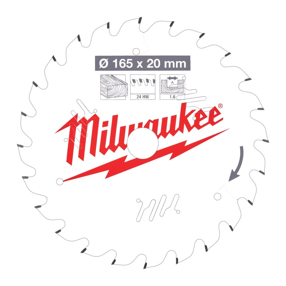 Milwaukee Cirkelzaagblad SB P W 24ATB165x20x1,6mm-755917