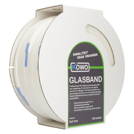 Kowo Glasband PE Wit 9x3mm 100m-756702