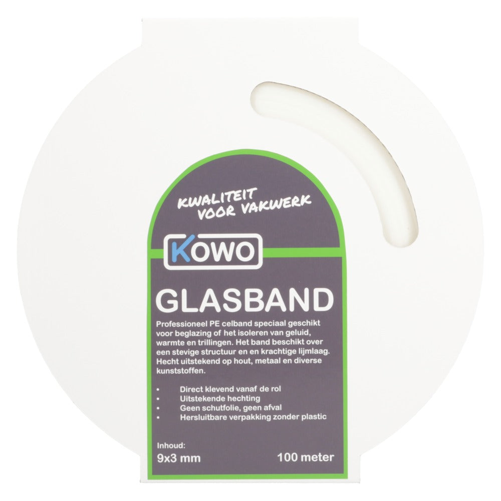 Kowo Glasband PE Wit 9x3mm 100m-756702