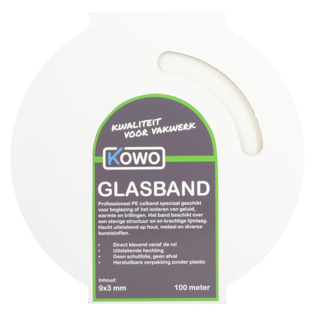 Kowo Glasband PE Wit 9x3mm 100m-756702
