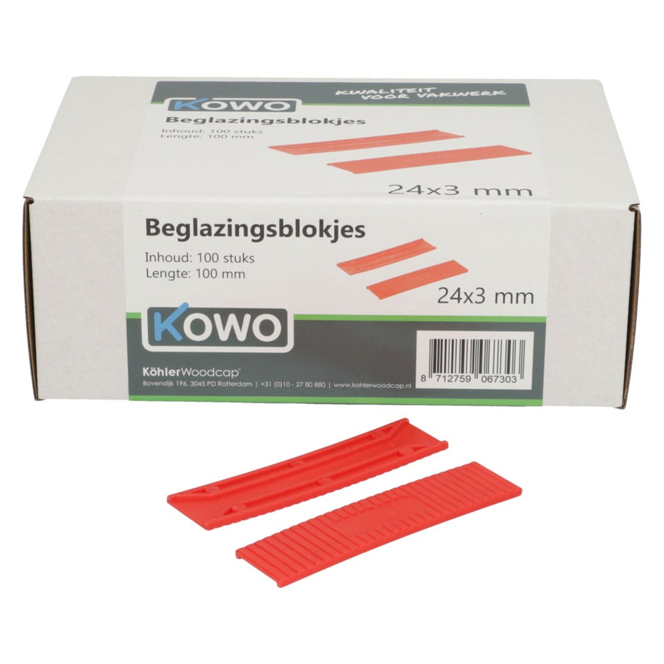 Kowo Beglazingsblokjes 24x3x100mm 100st-756706