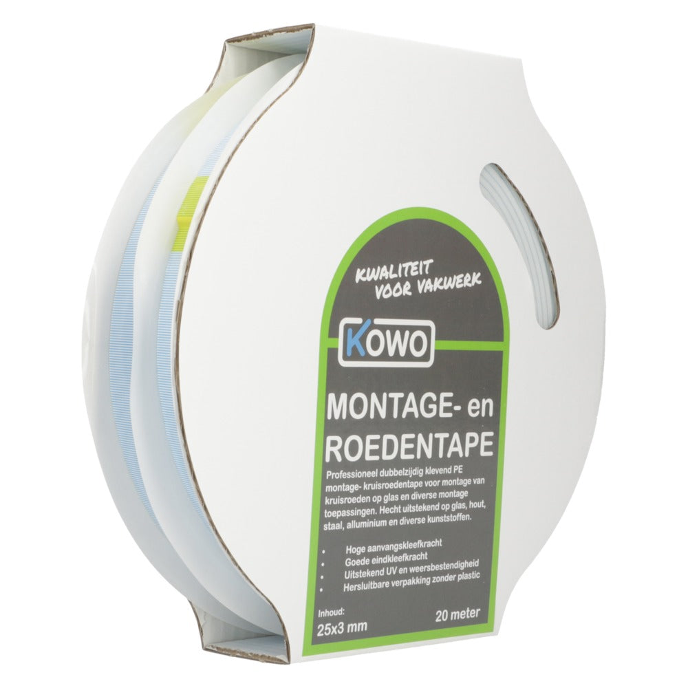 Kowo Montage- en Roedentape Wit 25x3mm 20m-756709