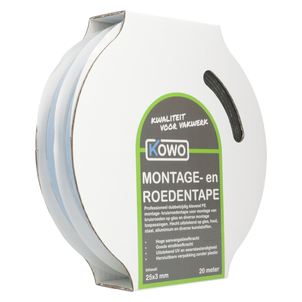 Kowo Montage- en Roedentape Zwart 25x3mm 20m-756710