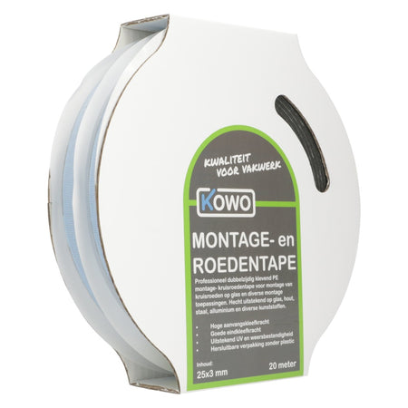 Kowo Montage- en Roedentape Zwart 25x3mm 20m-756710