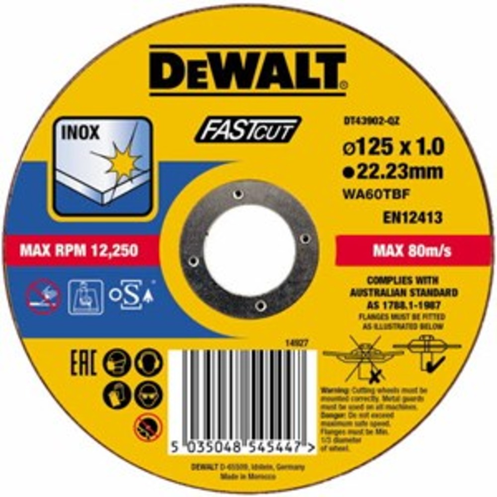 DeWALT Extreme 2X Doorslijpschijf RVS 125x1x22,2mm-756947