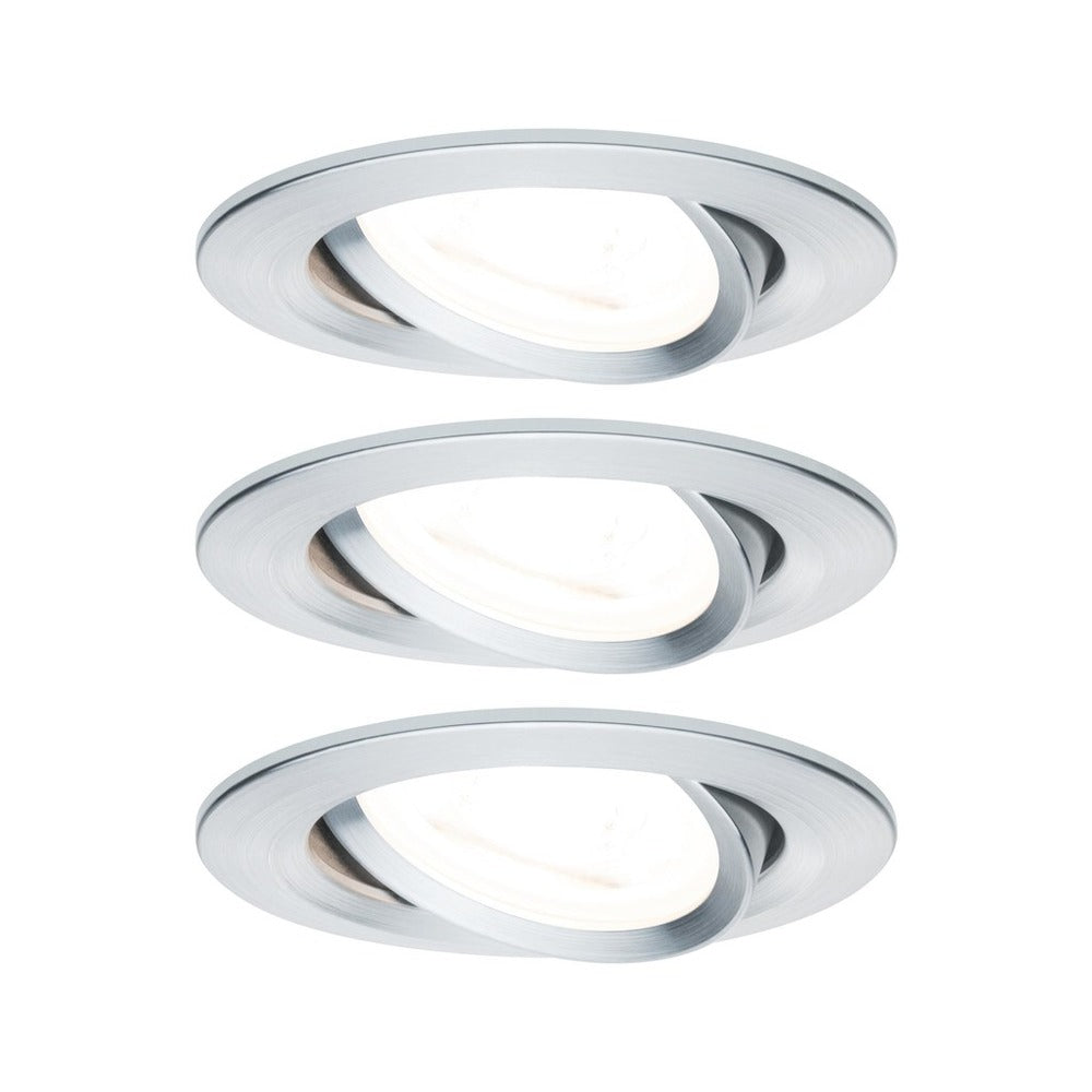 Paulmann Inbouwspot Nova Geborsteld Aluminium Rond 6,5W Kantelbaar 3st-757871