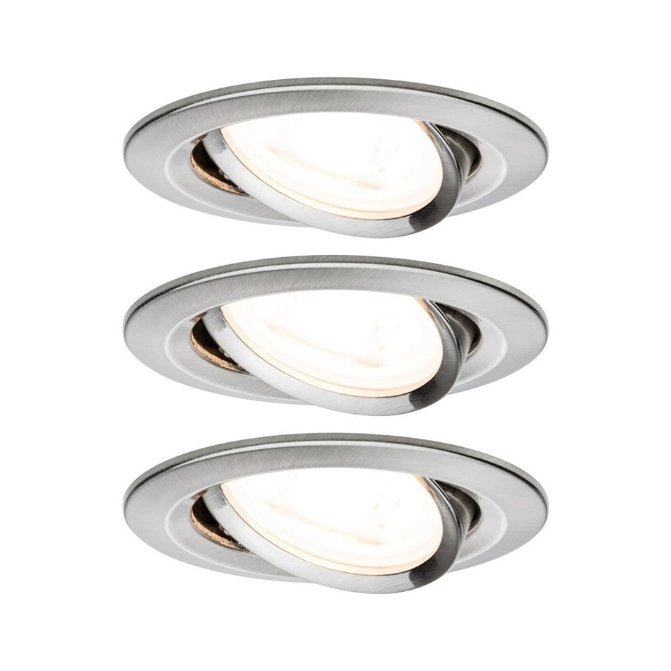 Paulmann Inbouwspot Nova Geborsteld RVS Rond 6,5W 3-Stap Dimbaar Kantelbaar 3st-757877
