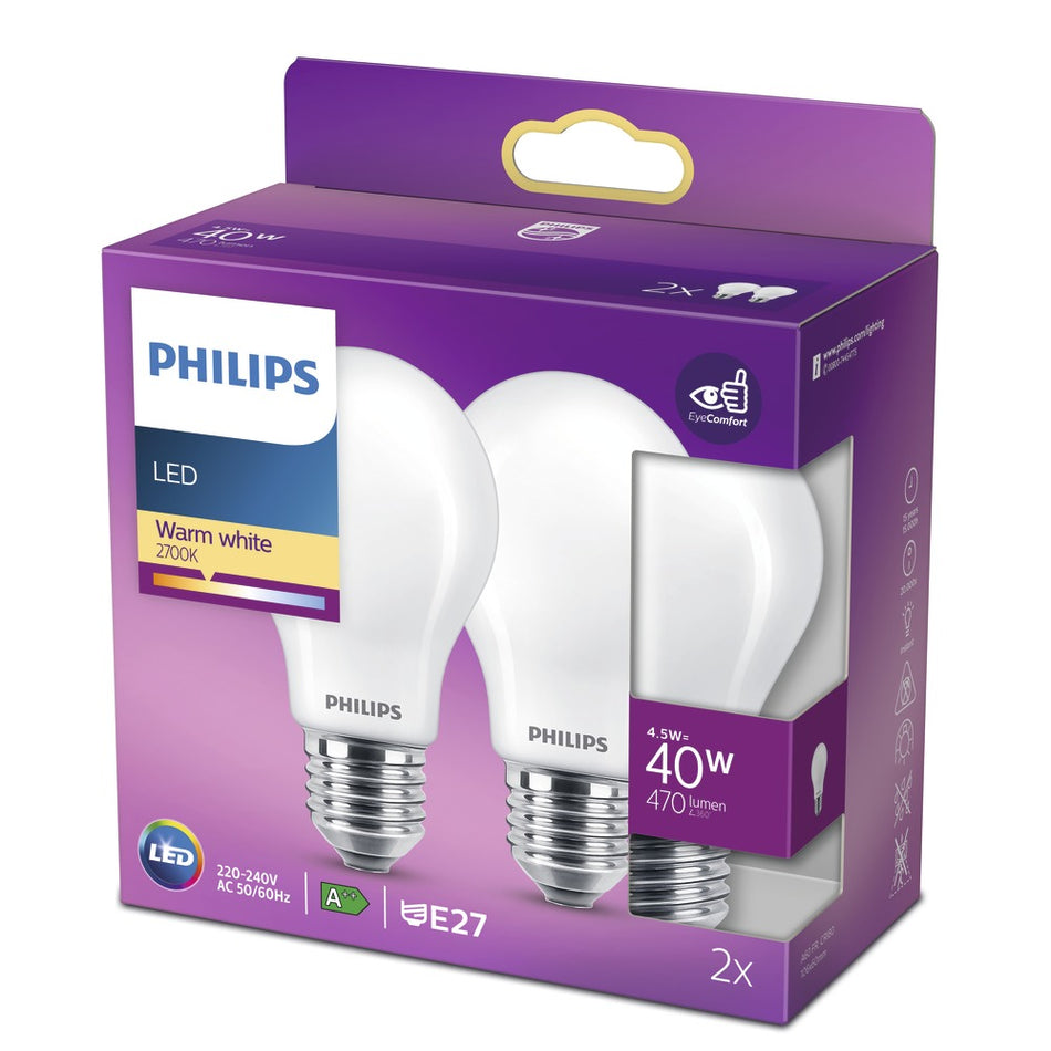 Philips LED Lamp Peer 40W E27 Warmwit Mat 2st-758020