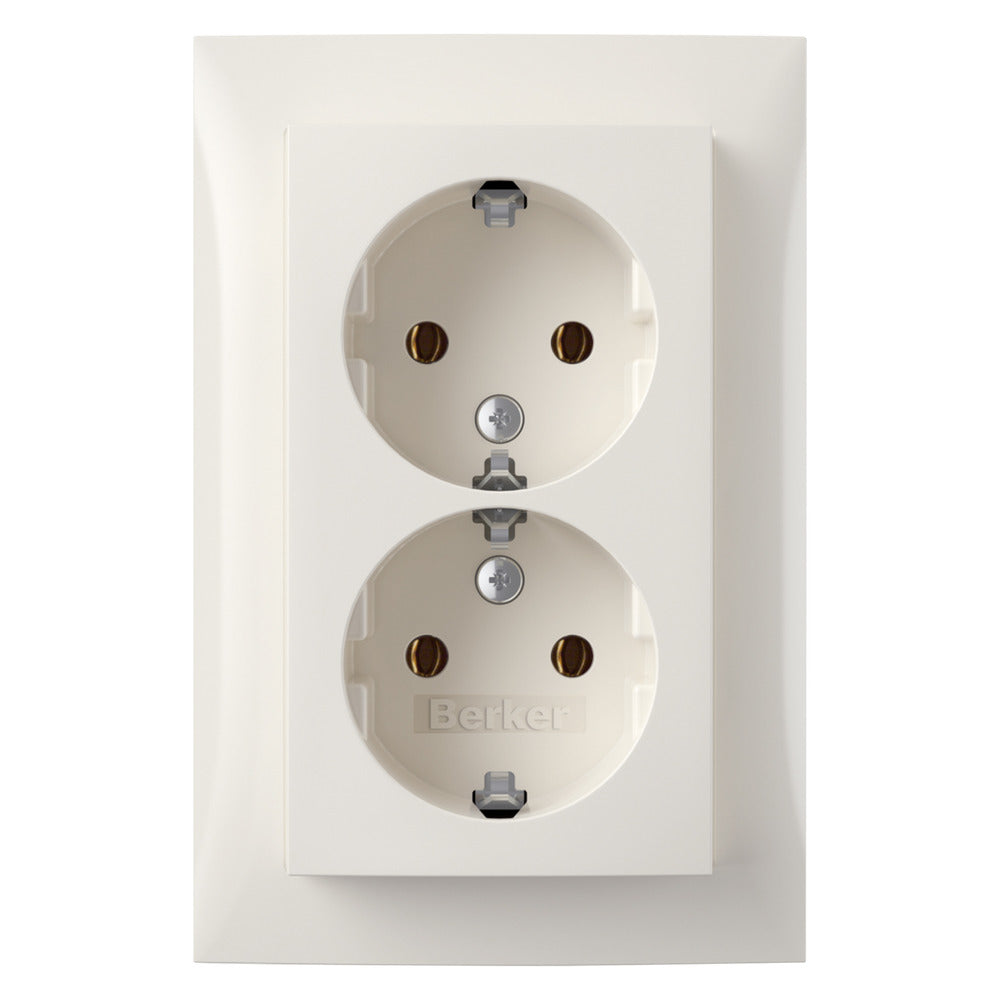 Berker Contactdoos S1 Inbouw 2-Voudig Polarwit Randaarde-758472