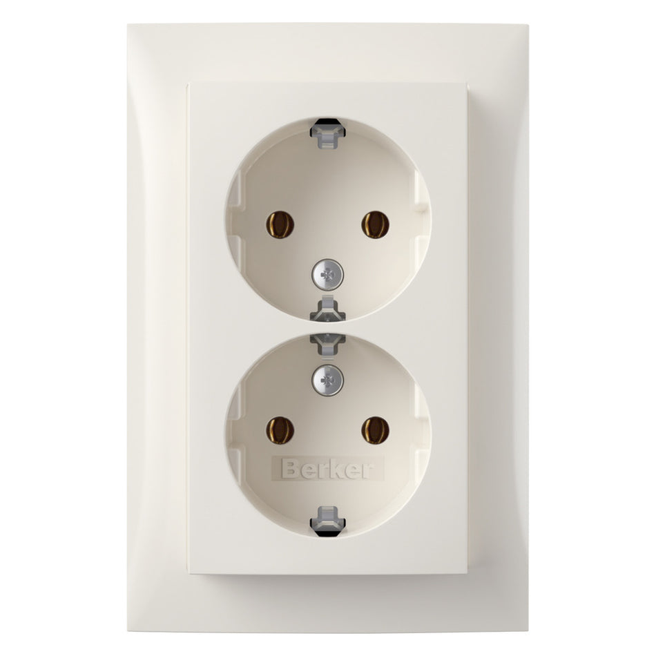 Berker Contactdoos S1 Inbouw 2-Voudig Polarwit Randaarde-758472
