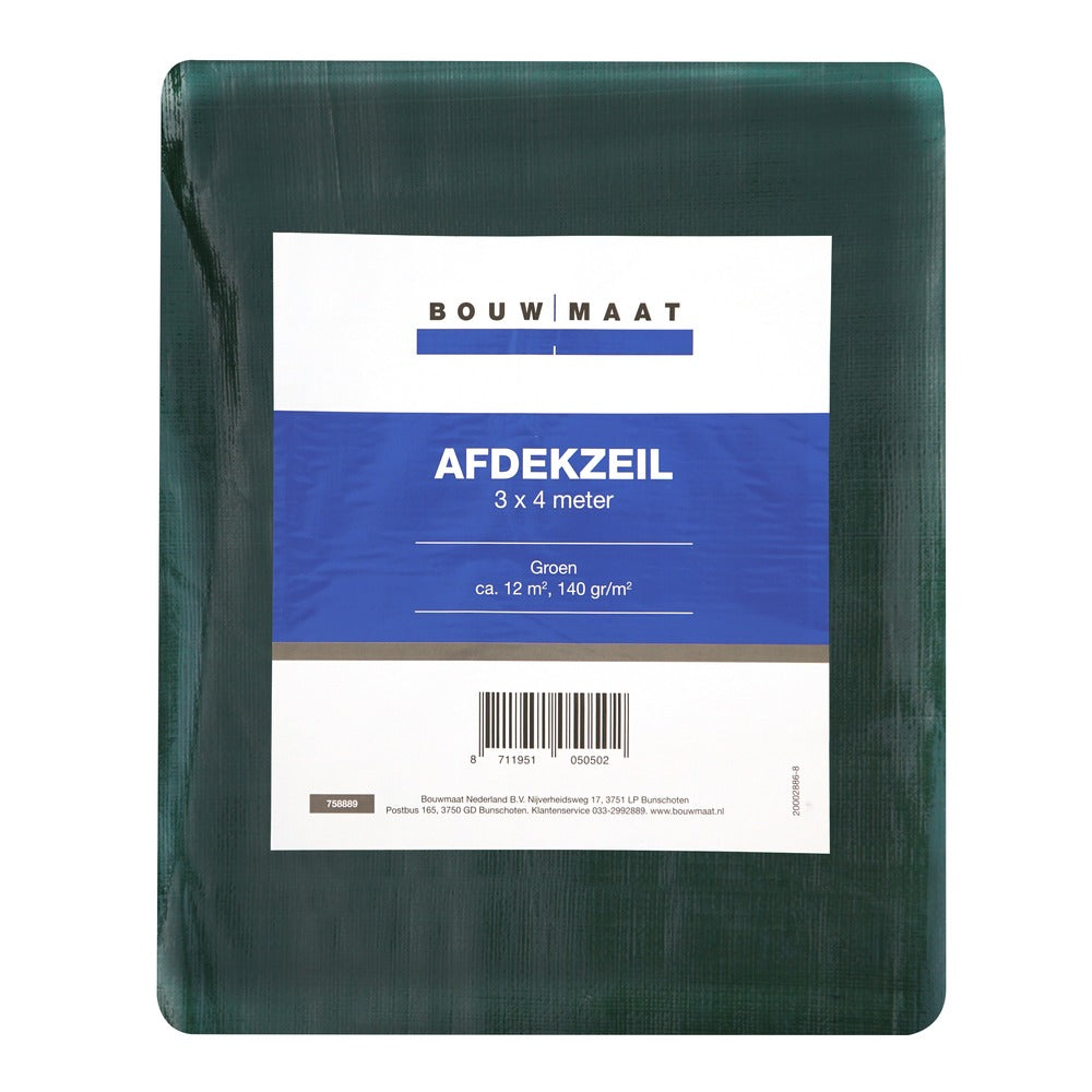Bouwmaat Afdekzeil ca. 3x4 meter olijfgroen 140 gr/m²-758889