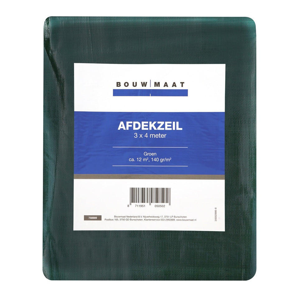 Bouwmaat Afdekzeil ca. 3x4 meter olijfgroen 140 gr/m²-758889