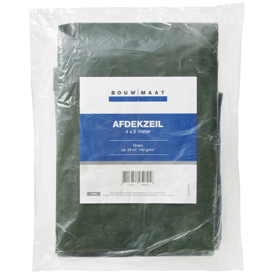 Bouwmaat Afdekzeil ca. 4x6 meter olijfgroen 140 gr/m²-758890