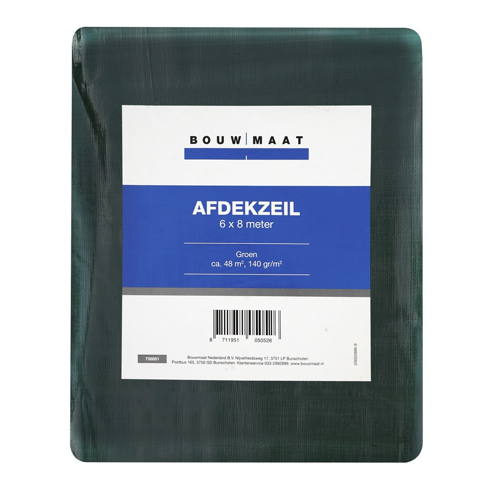 Bouwmaat Afdekzeil ca. 6x8 meter olijfgroen 140 gr/m²-758891