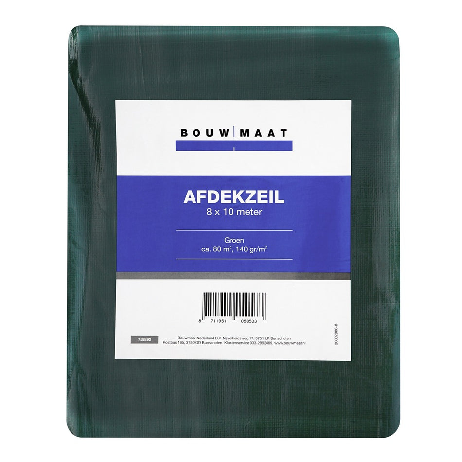 Bouwmaat Afdekzeil ca. 8x10 meter olijfgroen 140 gr/m²-758892