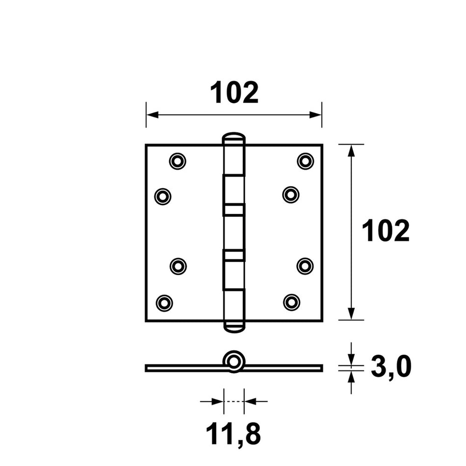 AXA Scharnier Kogellager Rechte Hoek Staal Topcoat 89x89mm-758995