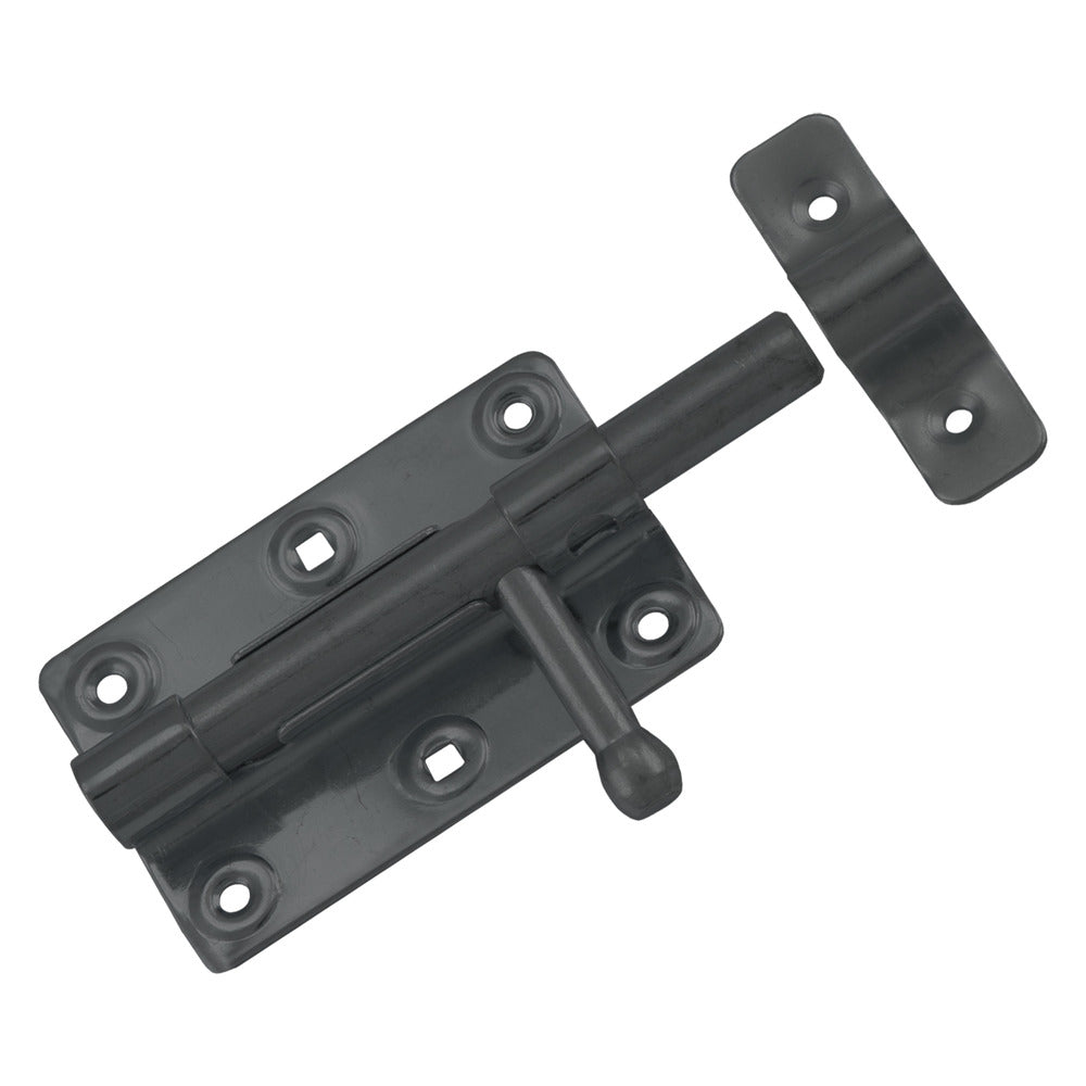 StarX Deurgrendel Met Ronde Schoot Sluitlus En Sluitplaat Zwart Gelakt 90x65mm-759226
