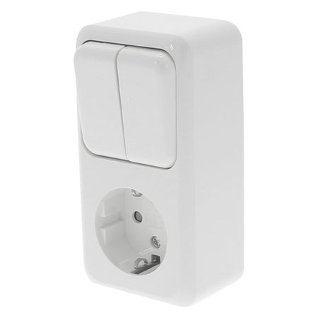 Q-Link Combinatiecontactdoos Serieschakelaar Opbouw Polarwit Randaarde-759529