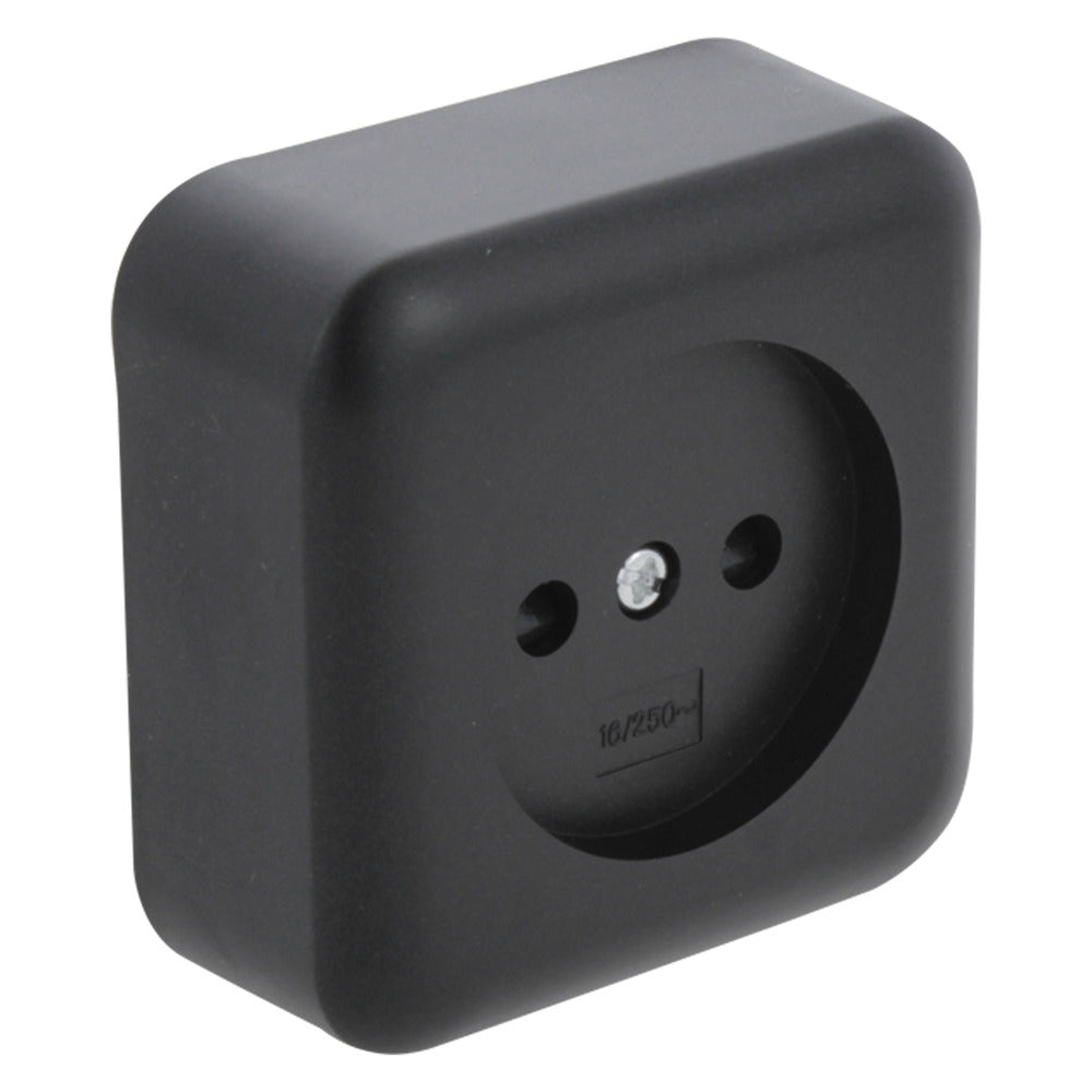 Q-Link Contactdoos Opbouw 1-Voudig Kinderbeveiliging Zwart-759617
