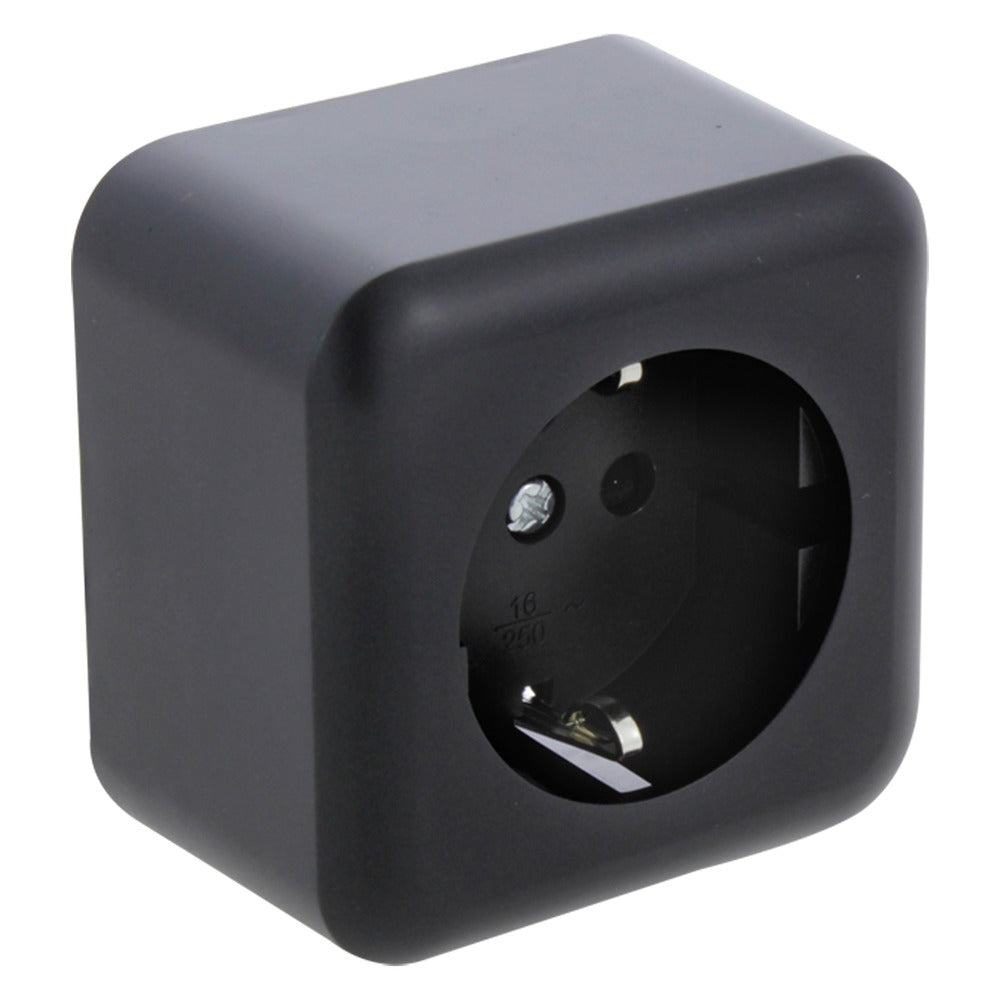 Q-Link Contactdoos Opbouw 1-Voudig Randaarde Kinderbeveiliging Zwart-759618