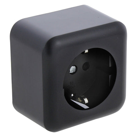 Q-Link Contactdoos Opbouw 1-Voudig Randaarde Kinderbeveiliging Zwart-759618