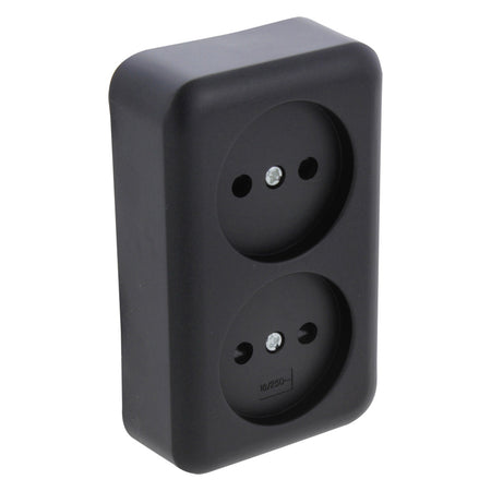 Q-Link Contactdoos Opbouw 2-Voudig Kinderbeveiliging Zwart-759619
