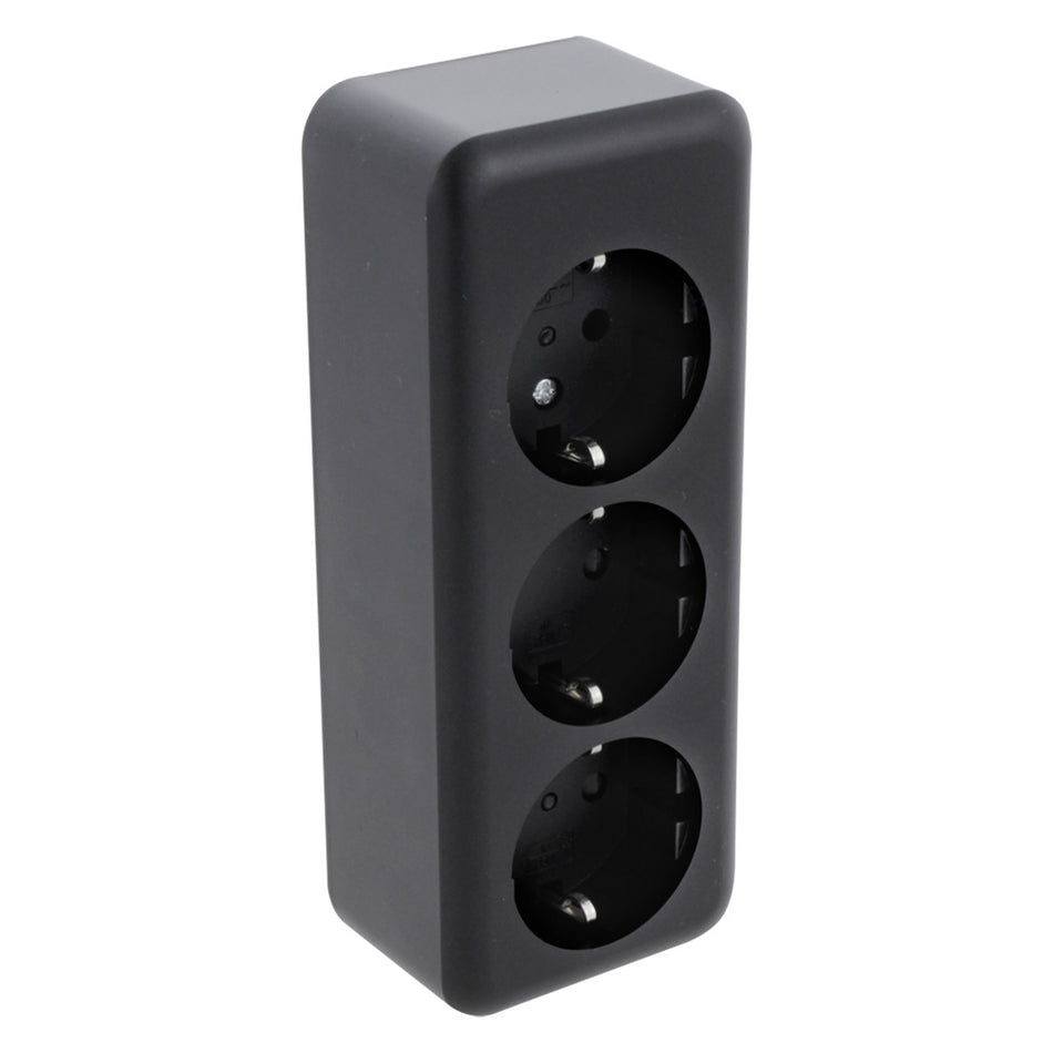 Q-Link Contactdoos Opbouw 3-Voudig Randaarde Zwart-759621