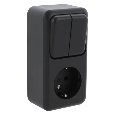 Q-Link Contactdoos Opbouw Combinatie Serie Zwart-759624