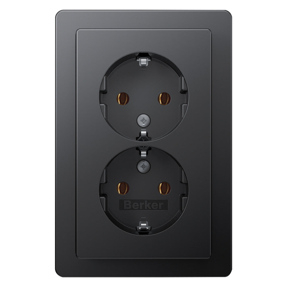 Berker Contactdoos Q1 Inbouw 2-Voudig Antraciet Randaarde-759968