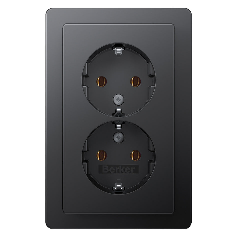 Berker Contactdoos Q1 Inbouw 2-Voudig Antraciet Randaarde-759968