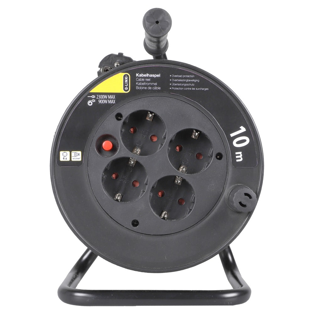 Q-Link Kabelhaspel randaarde H05VVF 3x1,0 mm 10 meter snoer zwart-760198