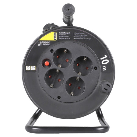 Q-Link Kabelhaspel randaarde H05VVF 3x1,0 mm 10 meter snoer zwart-760198